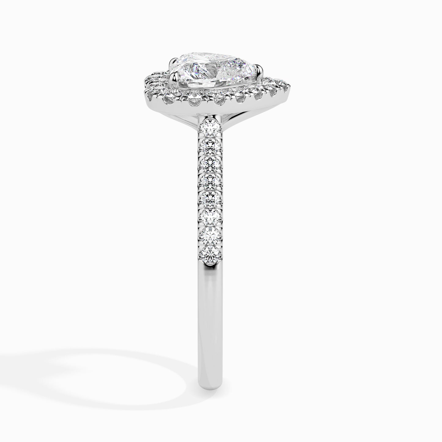 1ct Side Stone Halo Heart Ring