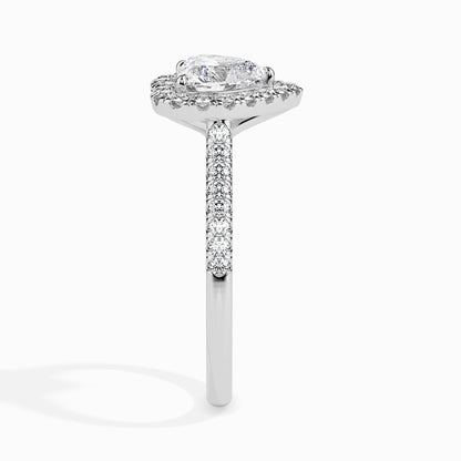 1ct Side Stone Halo Heart Ring