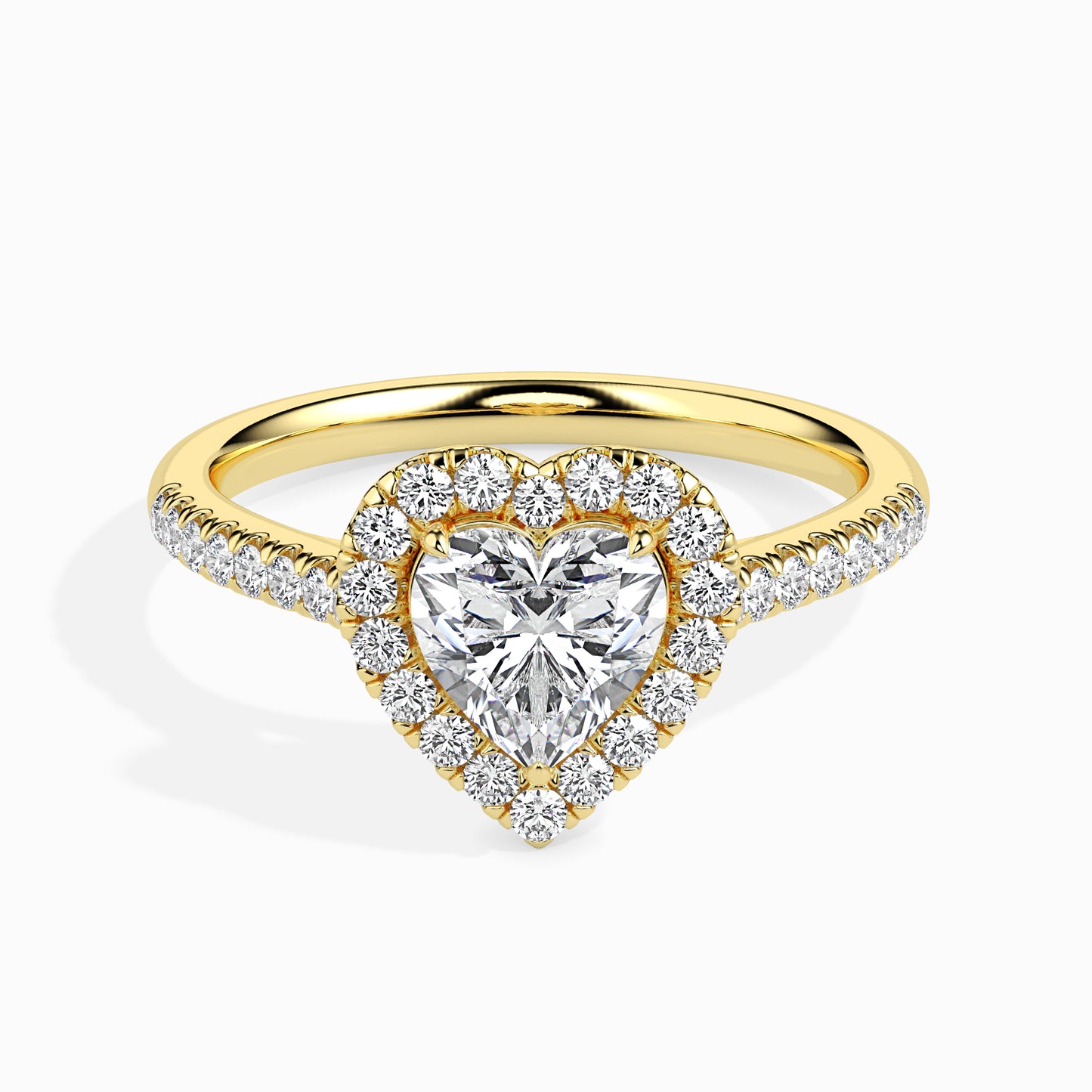 1ct Side Stone Halo Heart Ring