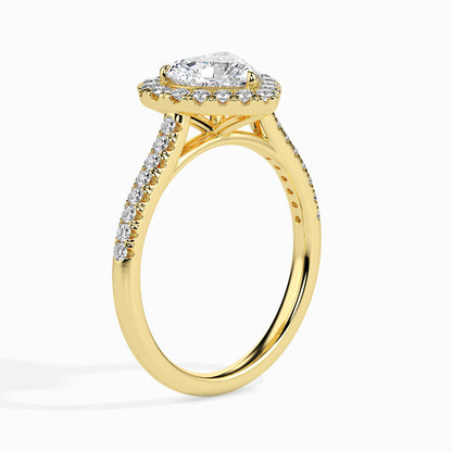 1ct Side Stone Halo Heart Ring