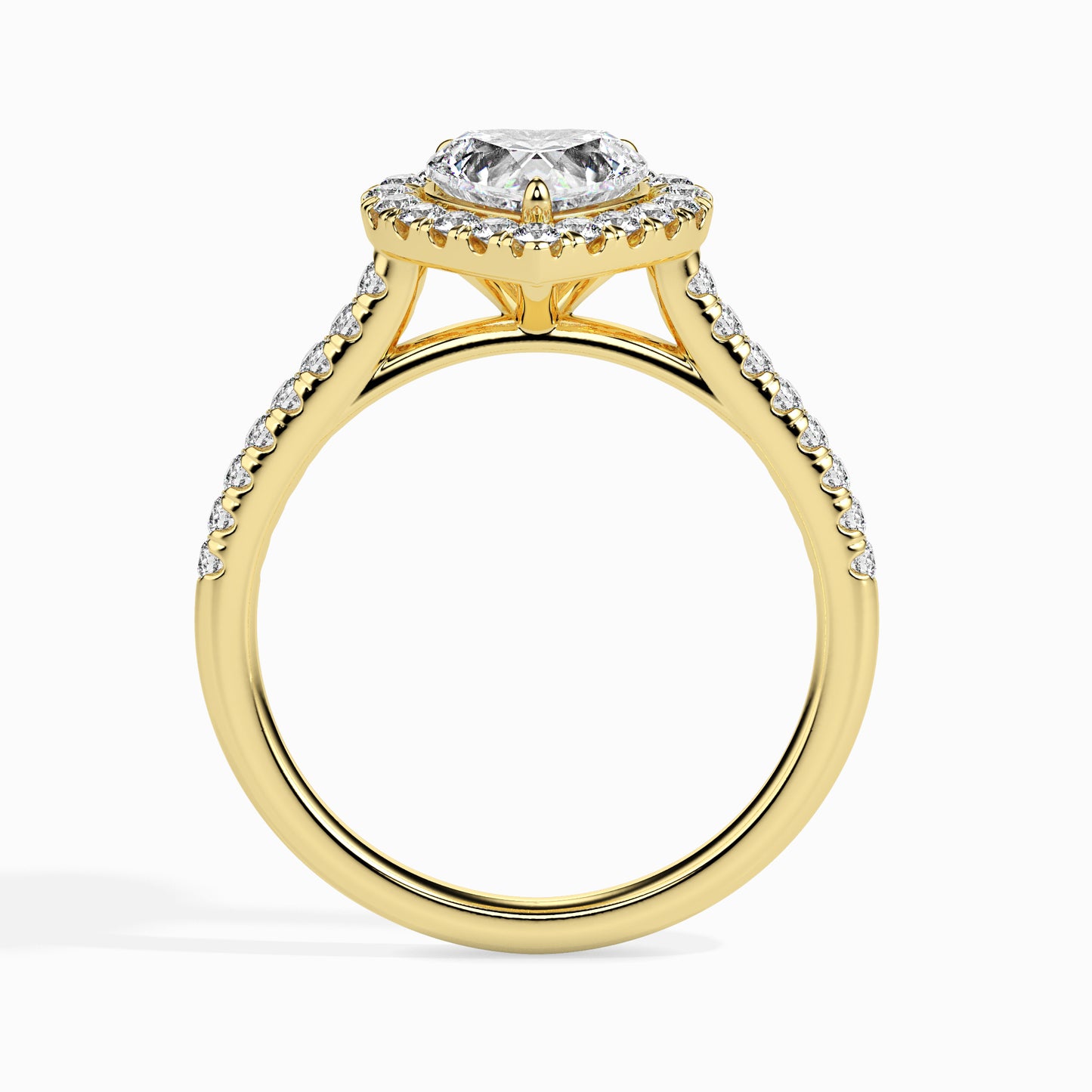 1ct Side Stone Halo Heart Ring