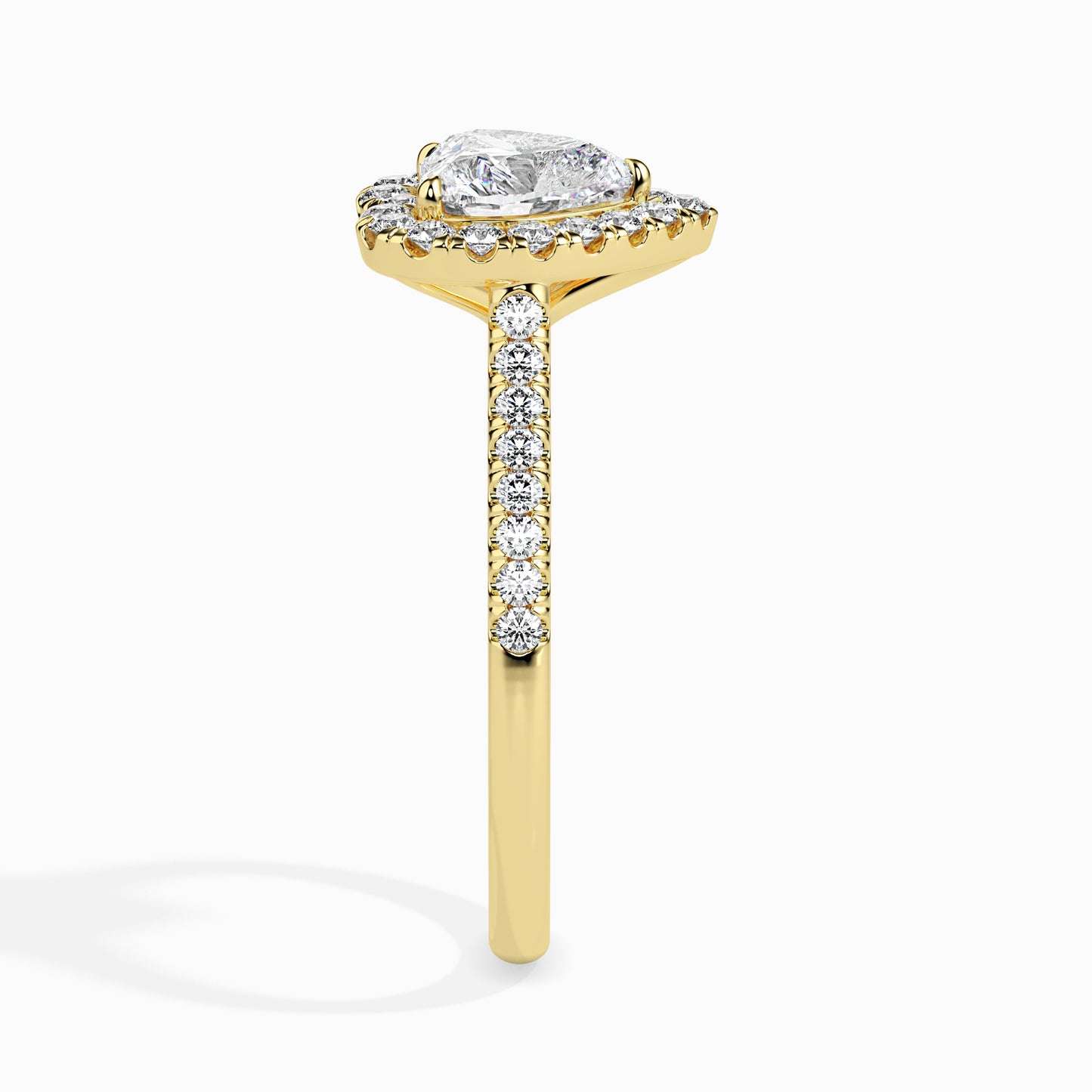 1ct Side Stone Halo Heart Ring