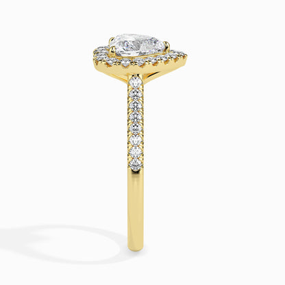 1ct Side Stone Halo Heart Ring