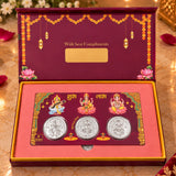 6 Gram 999 Pure Silver Trimurti Coin Gift Set | Lakshmi, Ganesha & Saraswati | Premium Festive Gift Box