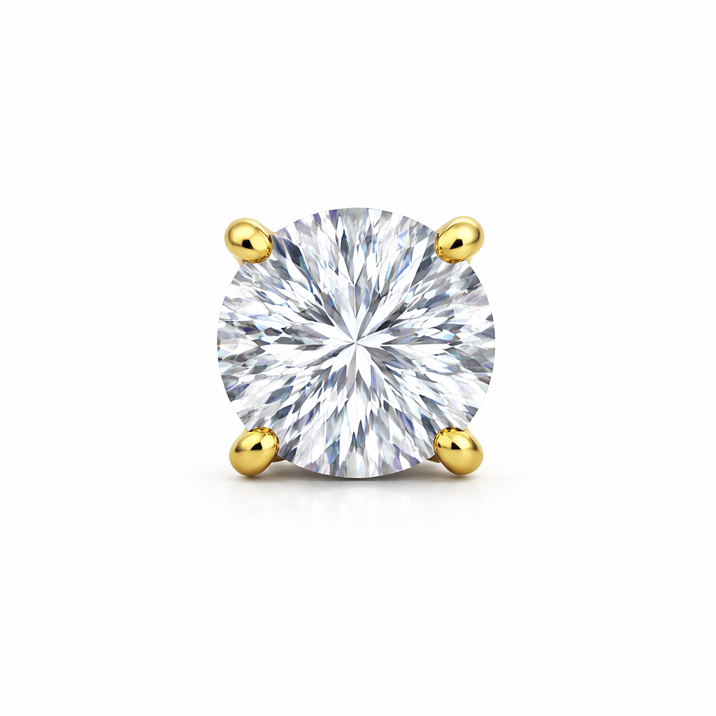 1.71 Carat Round Lab Diamond Solitaire Stud Earrings in 14K Yellow Gold
