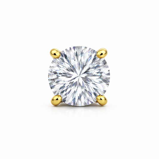 1.71 Carat Round Lab Diamond Solitaire Stud Earrings in 14K Yellow Gold