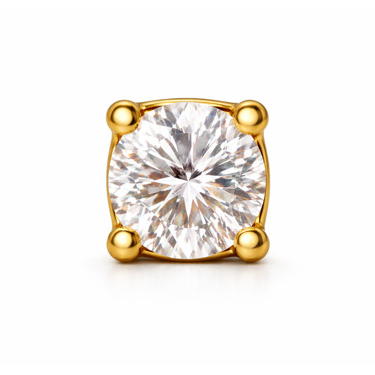 Round Solitaire Diamond Stud Earring in Gold Vermeil (925 Silver) – 1.68 Ct