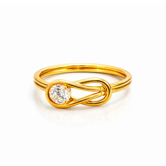 Infinity Solitaire Diamond Ring in Gold Vermeil 925 Silver