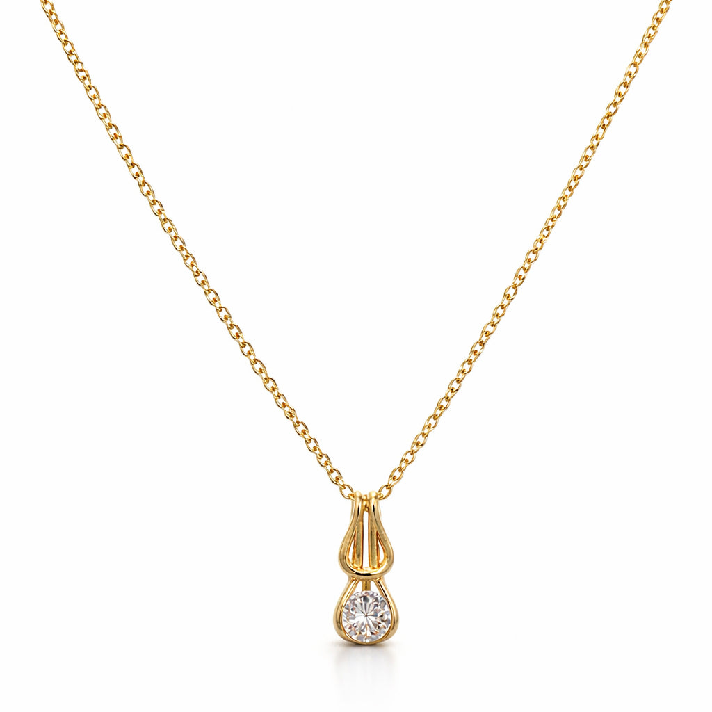 Solitaire Drop Lab Diamond Pendant with Chain – 0.22 Ct, 18Kt Gold Finish