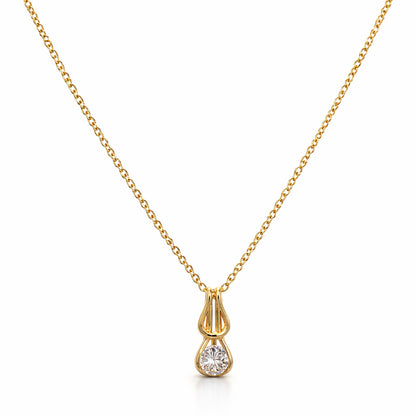 Solitaire Drop Lab Diamond Pendant with Chain – 0.22 Ct, 18Kt Gold Finish