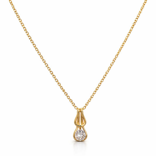 Gold Vermeil Solitaire Drop Pendant Necklace in 925 Silver