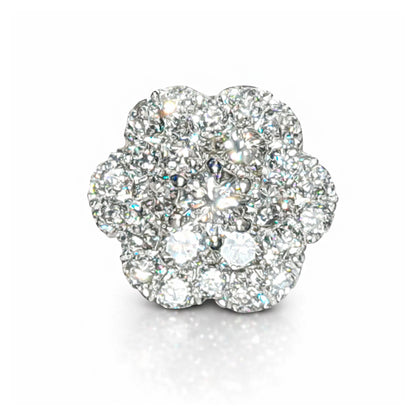 Floral Cluster Diamond Stud Earrings in White Gold – 0.92 Ct Total