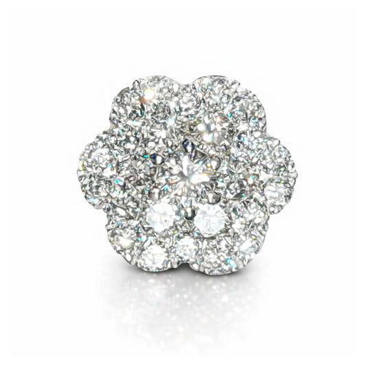 Floral Cluster Diamond Stud Earrings in White Gold – 0.92 Ct Total