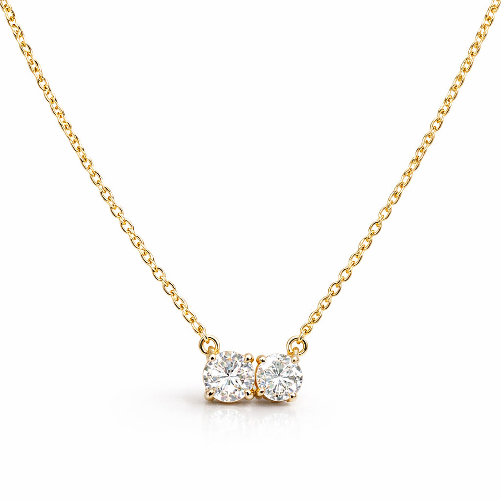 Double Diamond Lab Pendant with Chain in 18kt Gold Finish (925 Silver) - 0.82 Cent