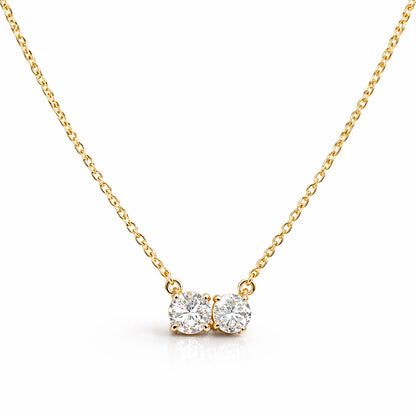 Gold Vermeil Double Diamond Necklace in 925 Silver