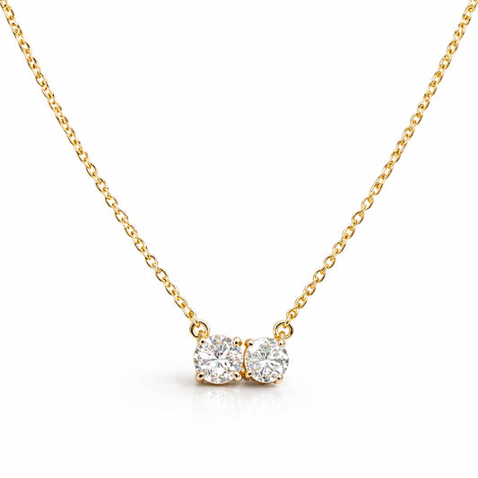 Gold Vermeil Double Diamond Necklace in 925 Silver