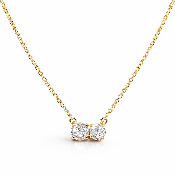 Gold Vermeil Double Diamond Necklace in 925 Silver