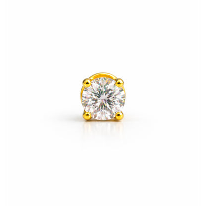 Round Lab Grown Diamond Stud Earrings, 18Kt Gold Plated -1 Ct Total (0.50 Ct Each)