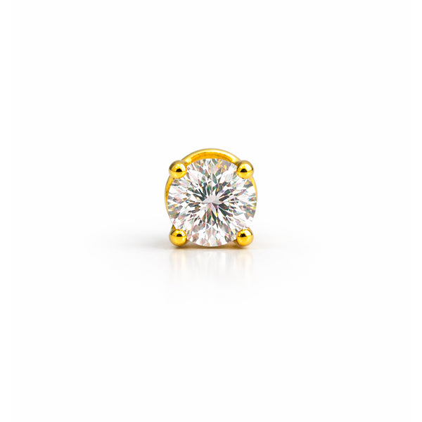 Round Lab Grown Diamond Stud Earrings, 18Kt Gold Plated -1 Ct Total (0.50 Ct Each)