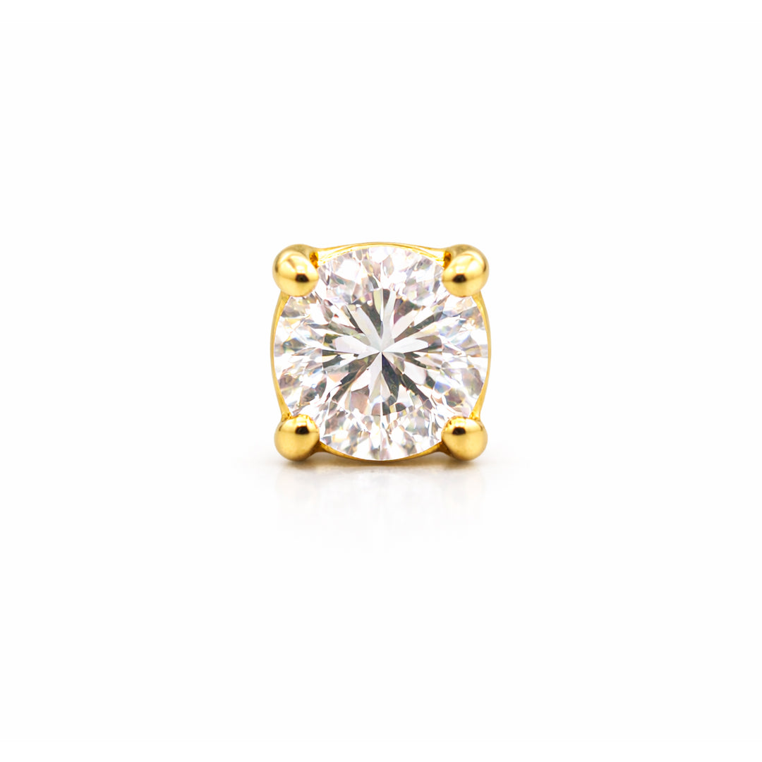 Gold Vermeil Round Solitaire Lab DIamond Stud Earring in Gold FInish (925 Silver) – 0.32 Ct Diamond