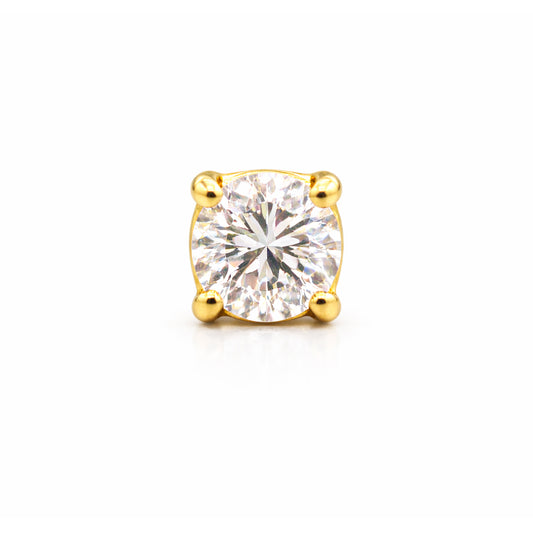 Round Solitaire Stud Earring in Gold Vermeil (925 Silver) – 0.32 Ct Diamond