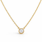 Classic Round Solitaire Lab Diamond Pendant with Chain – 18Kt Gold Finish, 0.60 Ct