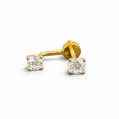 Round Lab Grown Diamond Stud Earrings in Yellow Gold (1.71 Ct)