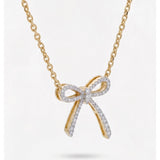 18KT Gold Vermil Eternal Bow Lab-Grown Diamond Pendant Necklace