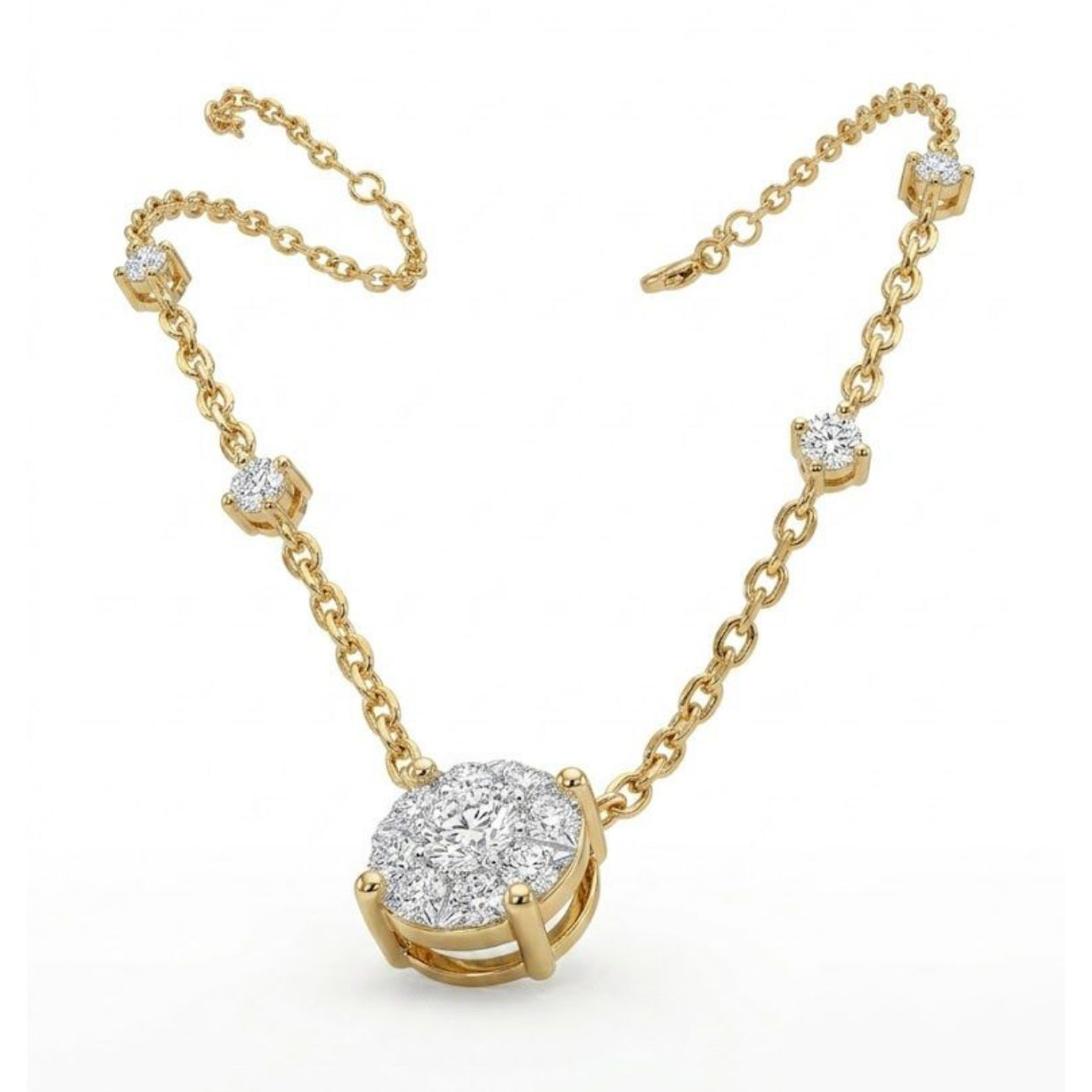 18KT Gold Vermeil Solitaire Bloom Lab-Grown Diamond Necklace