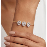 14K Gold Vermil Three-Stone Pear Halo Lab-Grown Diamond Bracelet