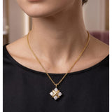 14K Gold Vermil Cross Motif Lab-Grown Diamond Pendant Necklace