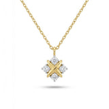 14K Gold Vermil Cross Motif Lab-Grown Diamond Pendant Necklace