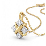 14K Gold Vermil Cross Motif Lab-Grown Diamond Pendant Necklace