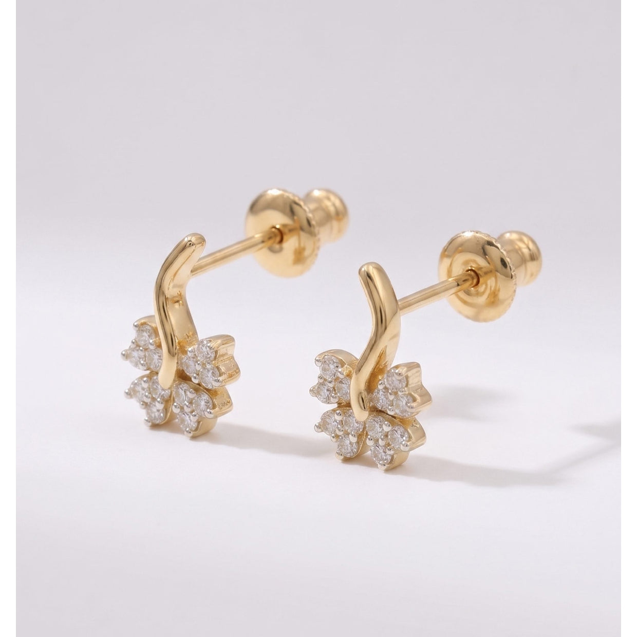 18K Gold Vermeil Floral Lab-Grown Diamond Earrings