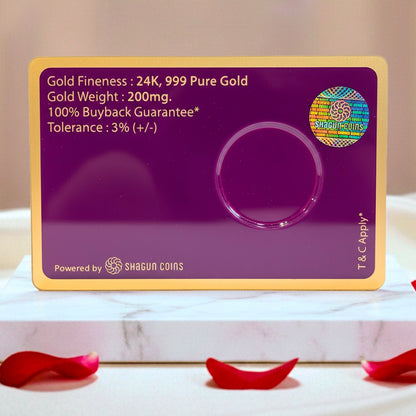 200 mg 24K (999) Pure Gold Coin - Certified Gold by New Age Diamonds