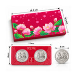 5 Gram 999 Pure Silver Lakshmi Ganesha Coin Set | 2 Silver Coins | Premium Red Floral Gift Box | Diwali & Wedding Gift