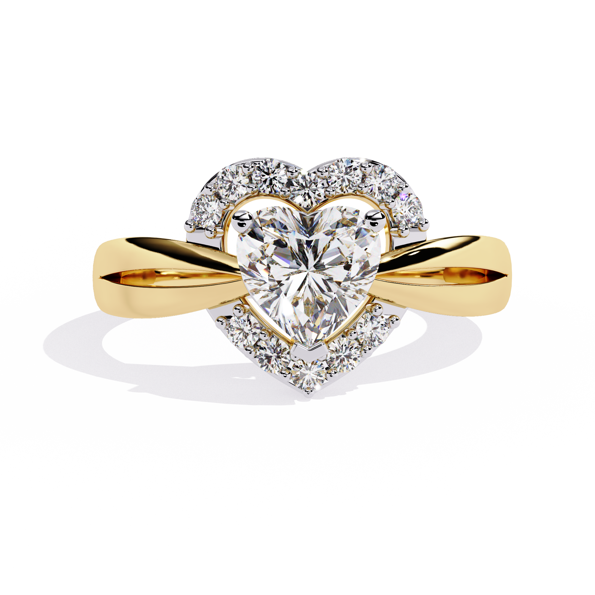 Love's Embrace: 0.97ct Heart-Shaped Lab Grown Diamond Ring in 14k Gold