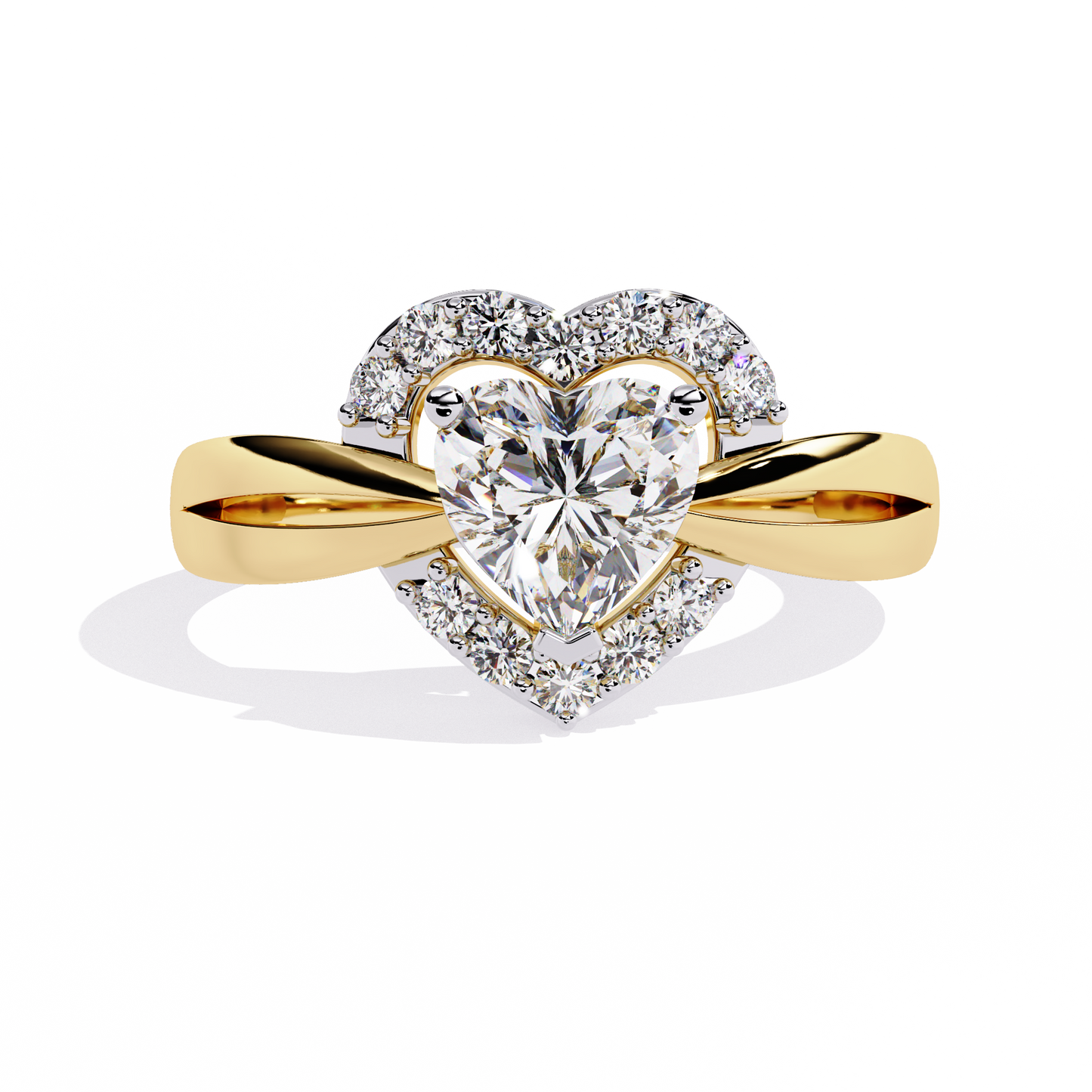 Love's Embrace: 0.97ct Heart-Shaped Lab Grown Diamond Ring in 14k Gold