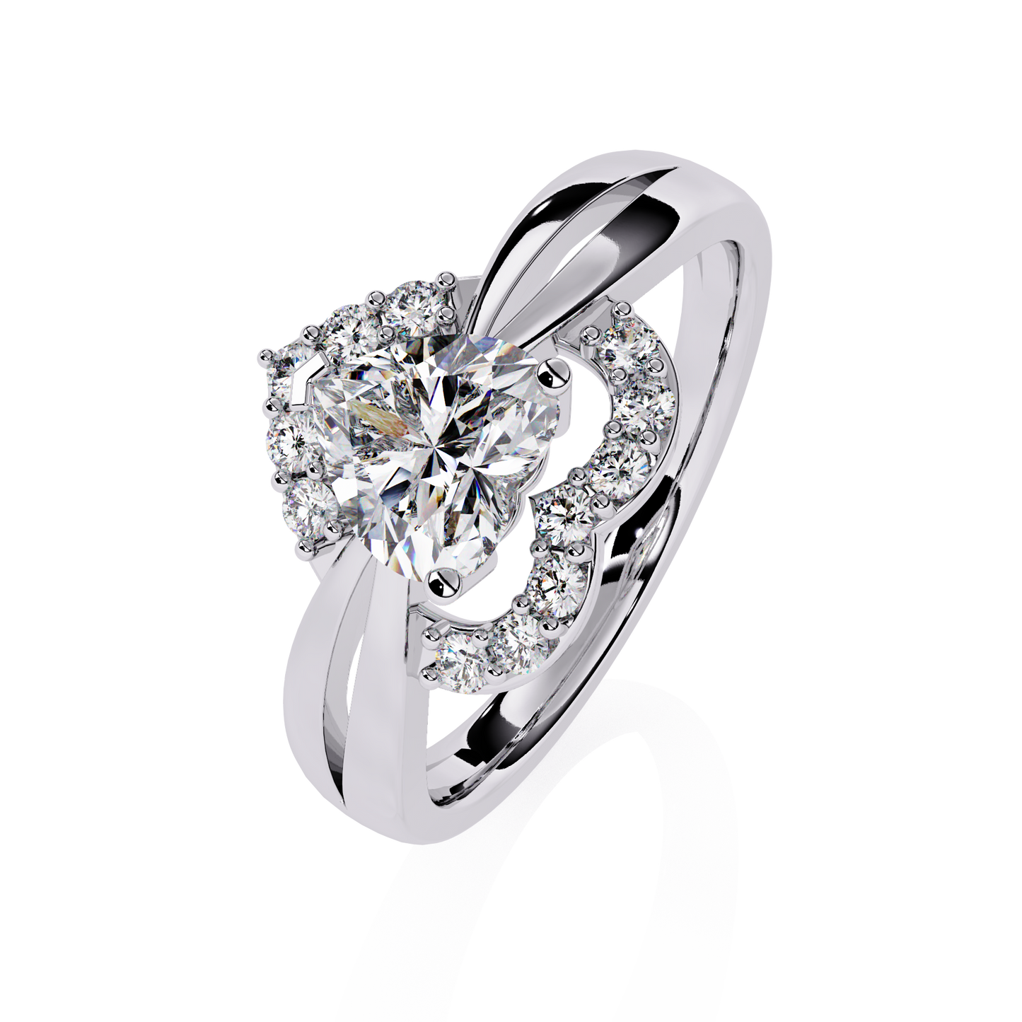 Love's Embrace: 0.97ct Heart-Shaped Lab Grown Diamond Ring in 14k Gold