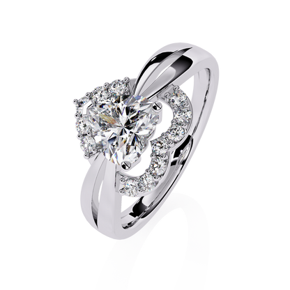 Love's Embrace: 0.97ct Heart-Shaped Lab Grown Diamond Ring in 14k Gold