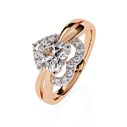 Love's Embrace: 0.97ct Heart-Shaped Lab Grown Diamond Ring in 14k Gold