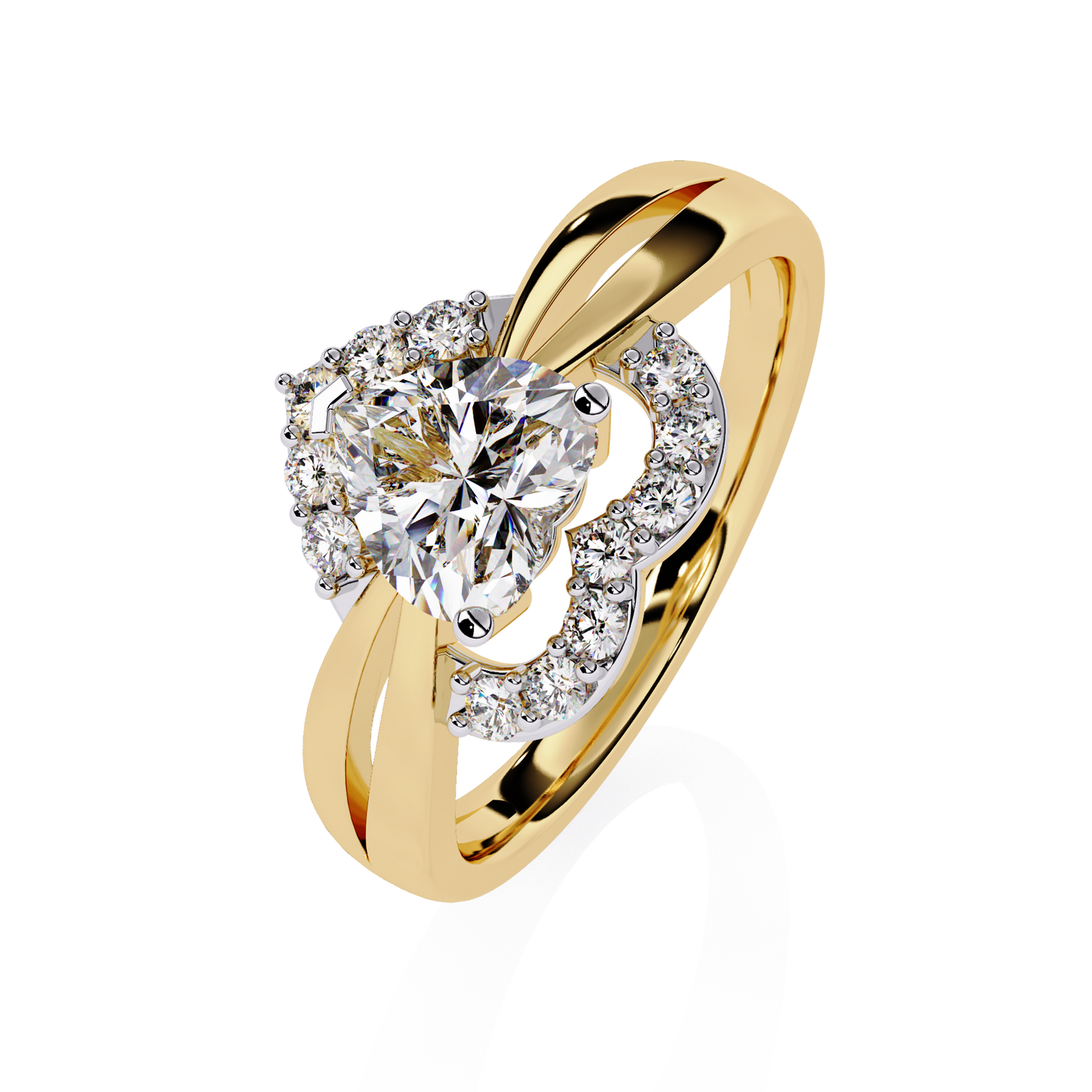 Love's Embrace: 0.97ct Heart-Shaped Lab Grown Diamond Ring in 14k Gold