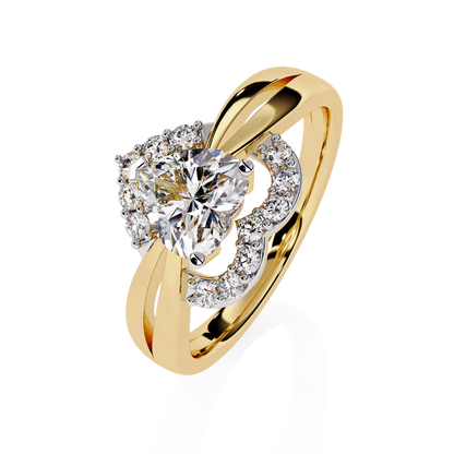 Love's Embrace: 0.97ct Heart-Shaped Lab Grown Diamond Ring in 14k Gold