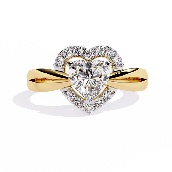 Love's Embrace: 0.97ct Heart-Shaped Lab Grown Diamond Ring in 14k Gold
