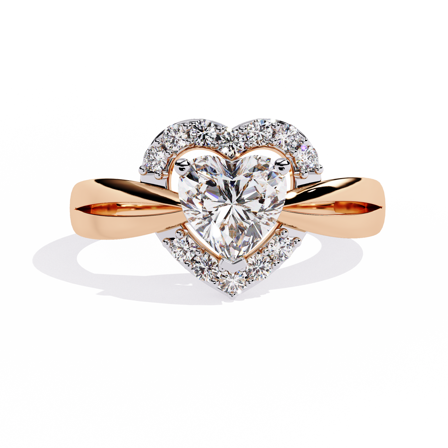Love's Embrace: 0.97ct Heart-Shaped Lab Grown Diamond Ring in 14k Gold
