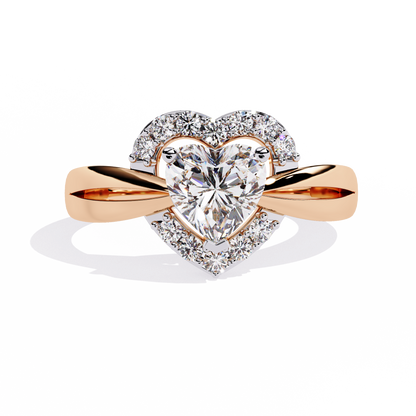 Love's Embrace: 0.97ct Heart-Shaped Lab Grown Diamond Ring in 14k Gold