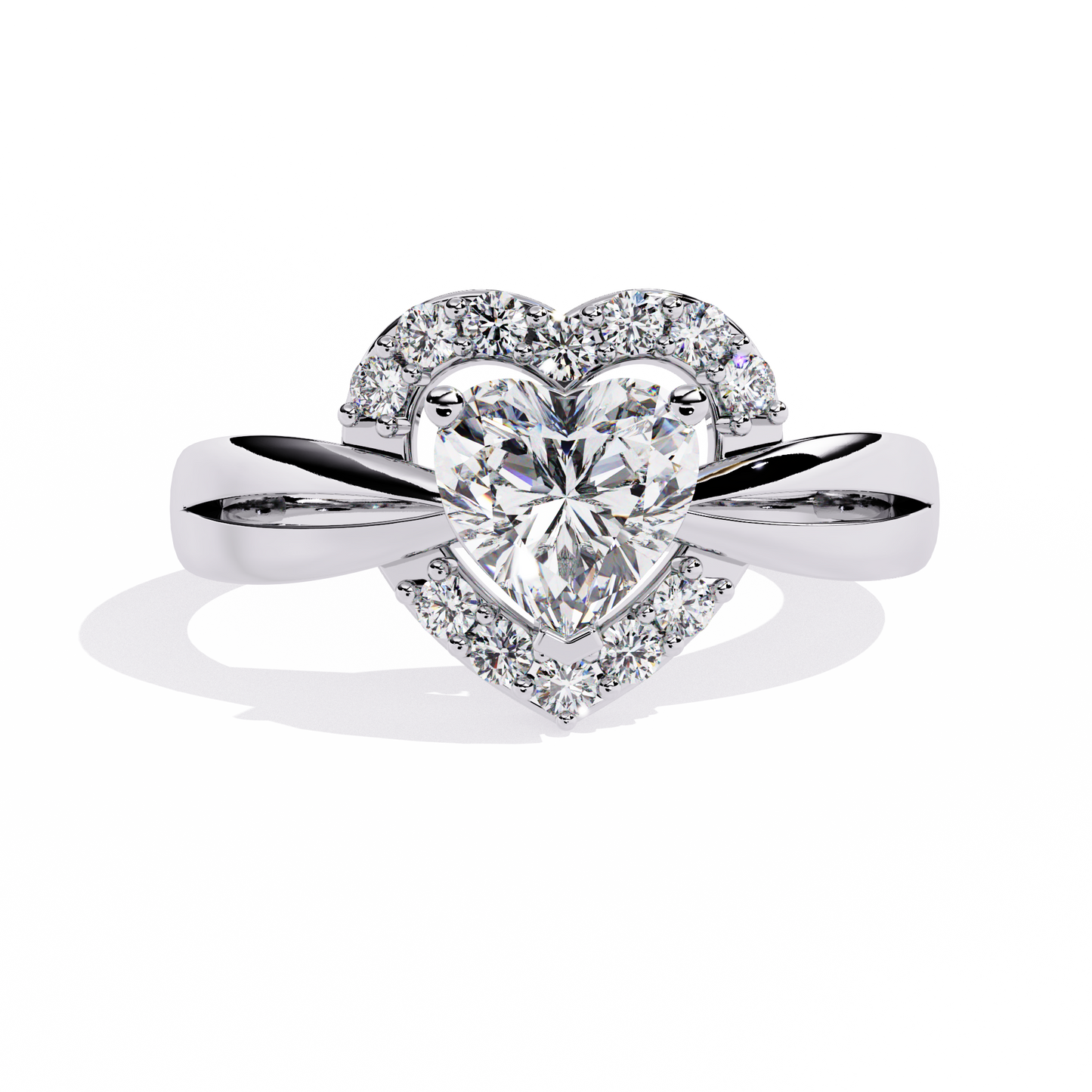 Love's Embrace: 0.97ct Heart-Shaped Lab Grown Diamond Ring in 14k Gold