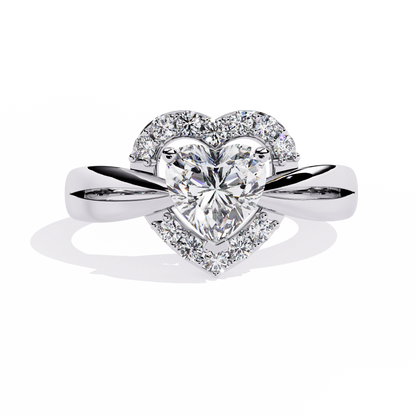Love's Embrace: 0.97ct Heart-Shaped Lab Grown Diamond Ring in 14k Gold