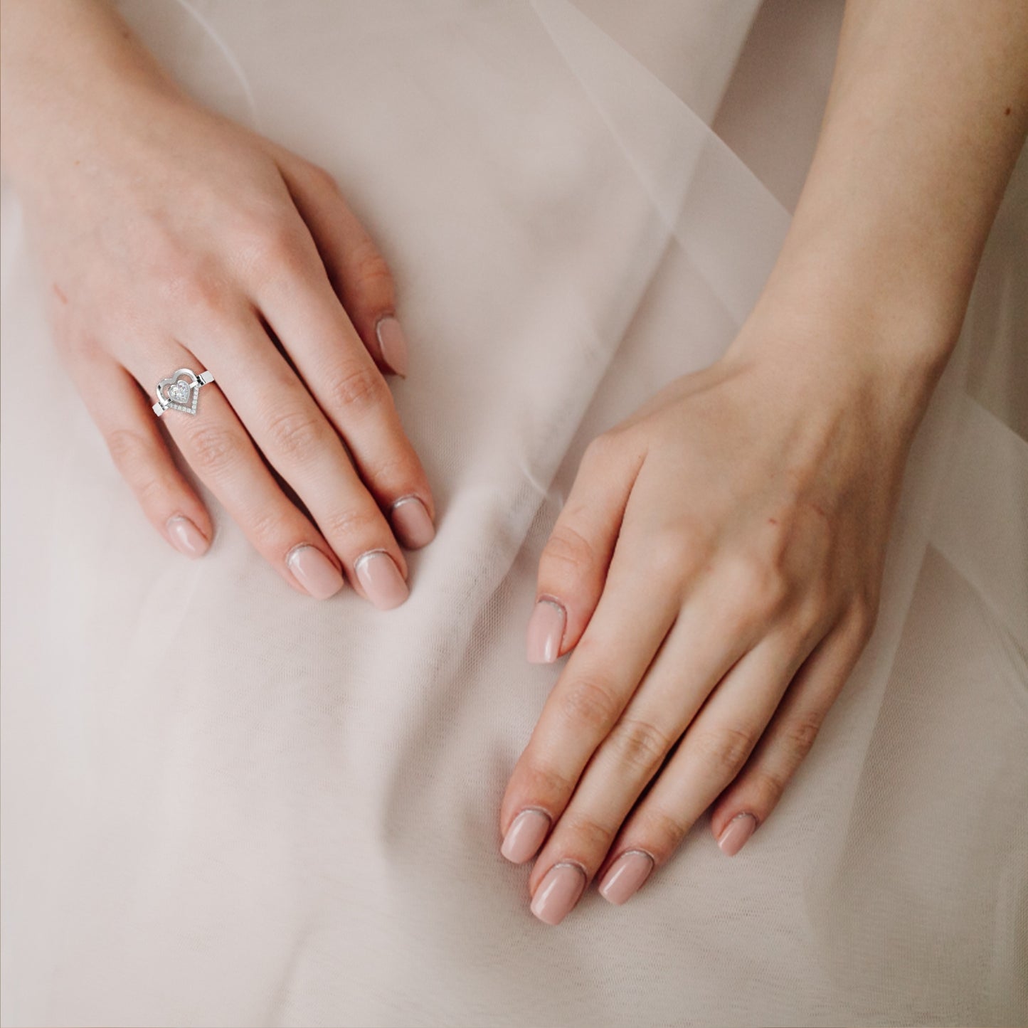 Double Heartbeat: 0.51ct Heart-Shaped Lab Grown Diamond Ring in 14k Gold