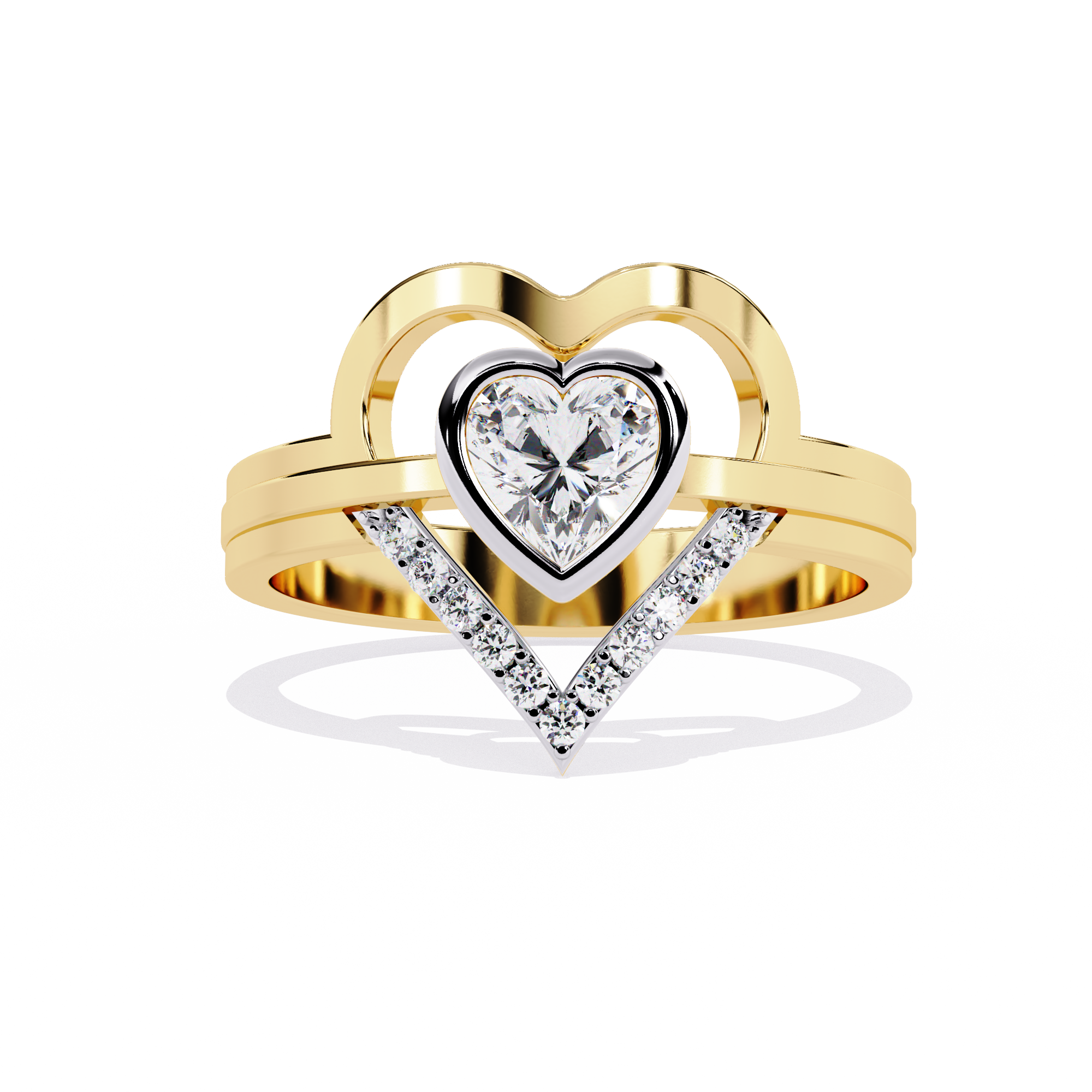 Double Heartbeat: 0.51ct Heart-Shaped Lab Grown Diamond Ring in 14k Gold